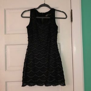 Guess: Black Ruffle Tight Dress